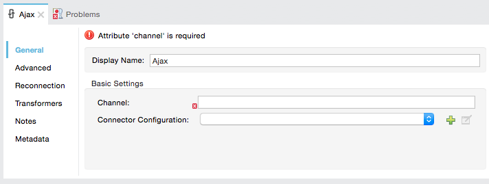 General tab in Ajax Connector configuration panel