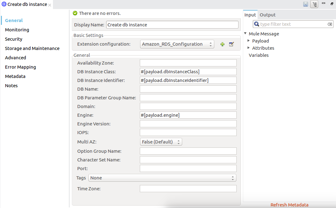 Create DB instance parameter props