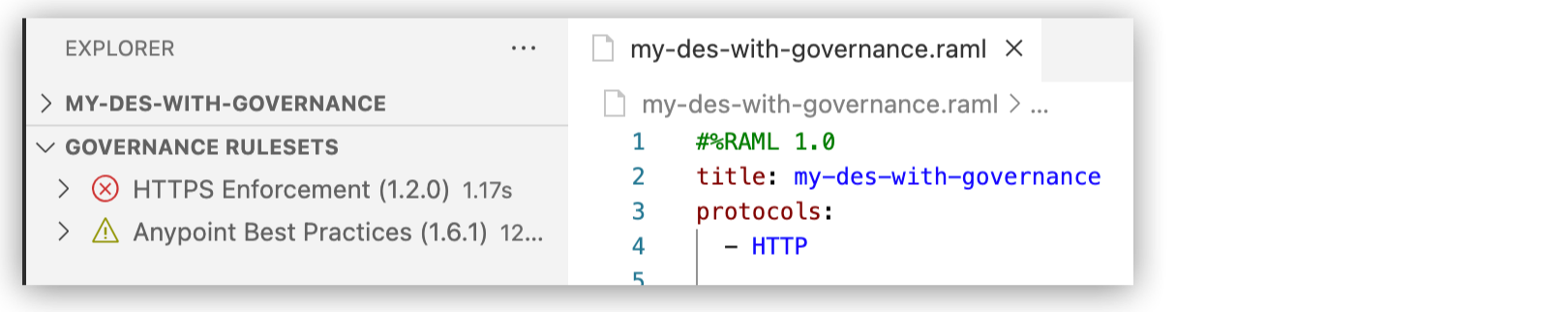 Error and Warnings in Governance Rulesets