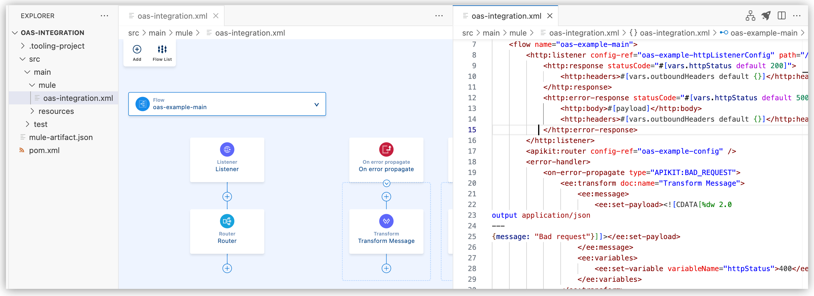 OAS Example Integration in Anypoint Code Builder