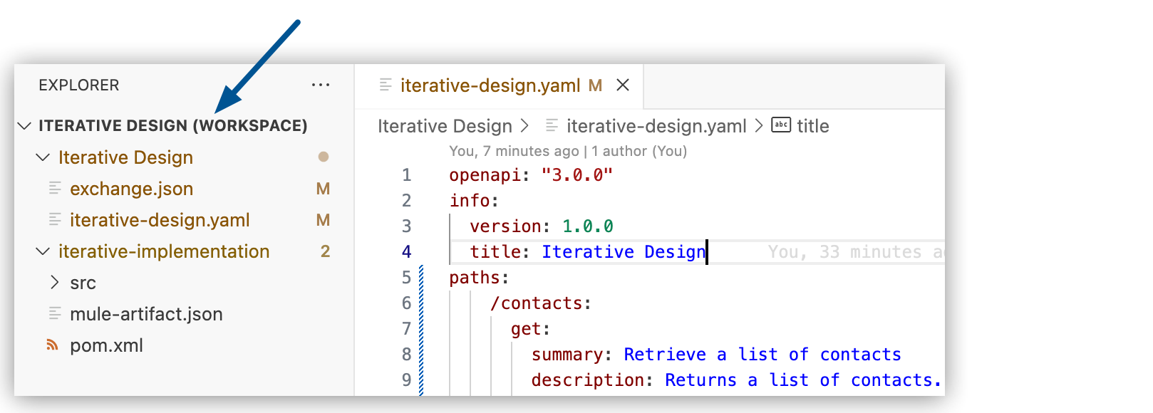 A multi-root workspace in Explorer view