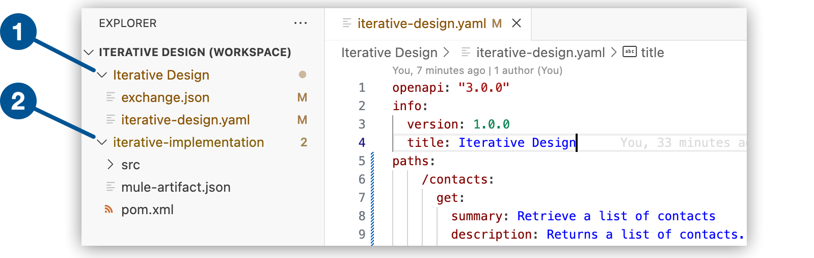 API spec and implementation project in Explorer view