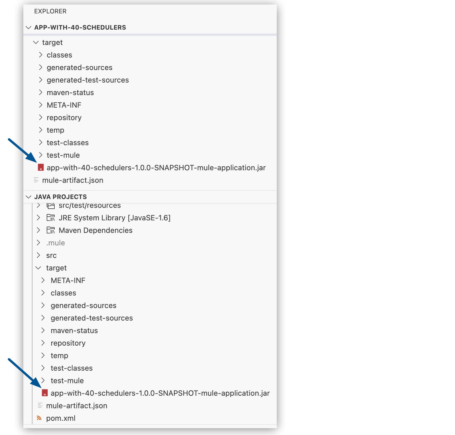 Deployable JAR file in the Java Projects folder