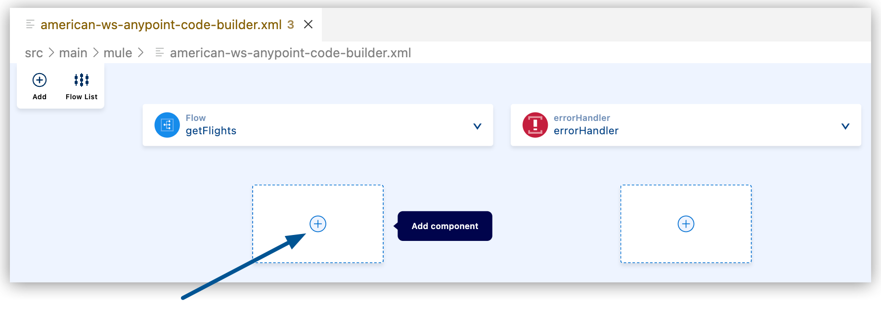 Mule application canvas