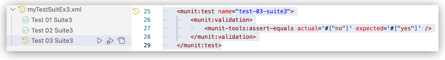 Running test in the Test panel and XML