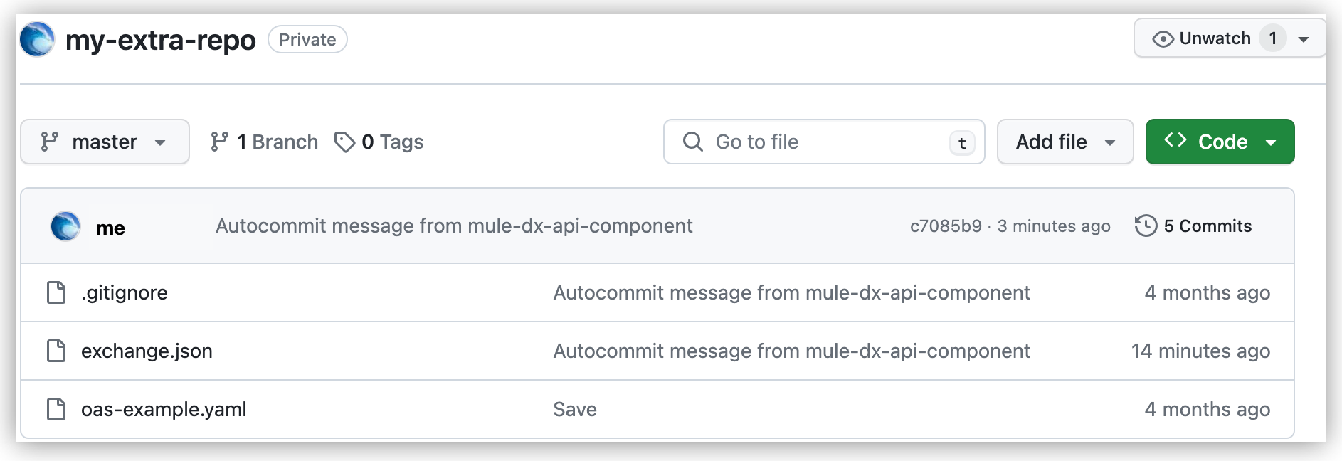 Viewing project files in the extra remote repo