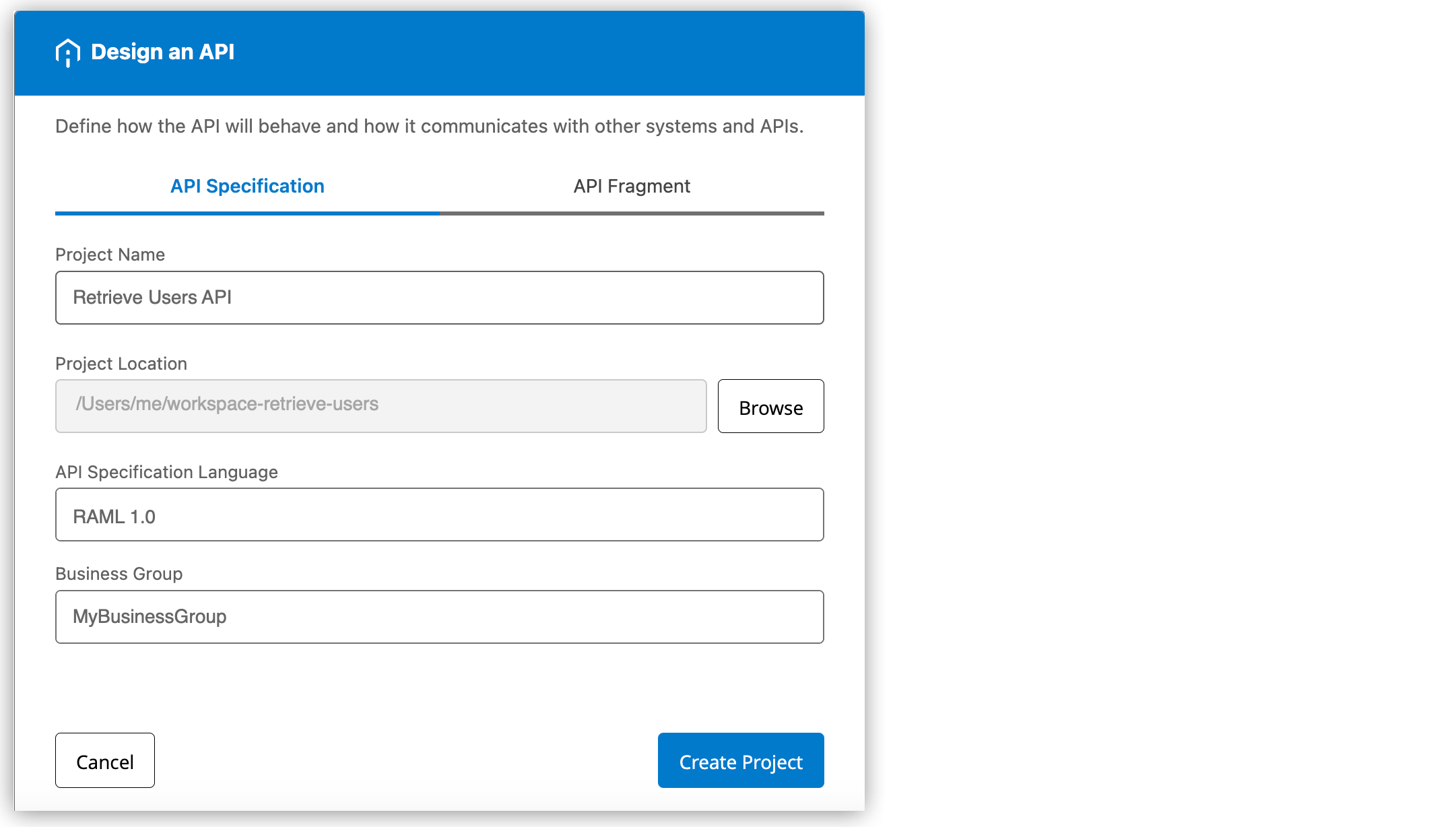 Design an API configuration