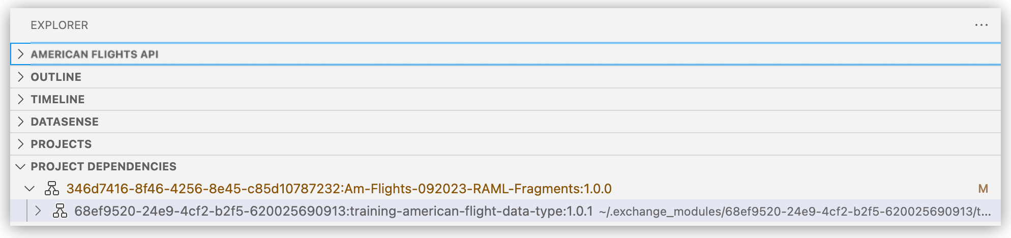 Fragments from Exchange in Project Dependencies