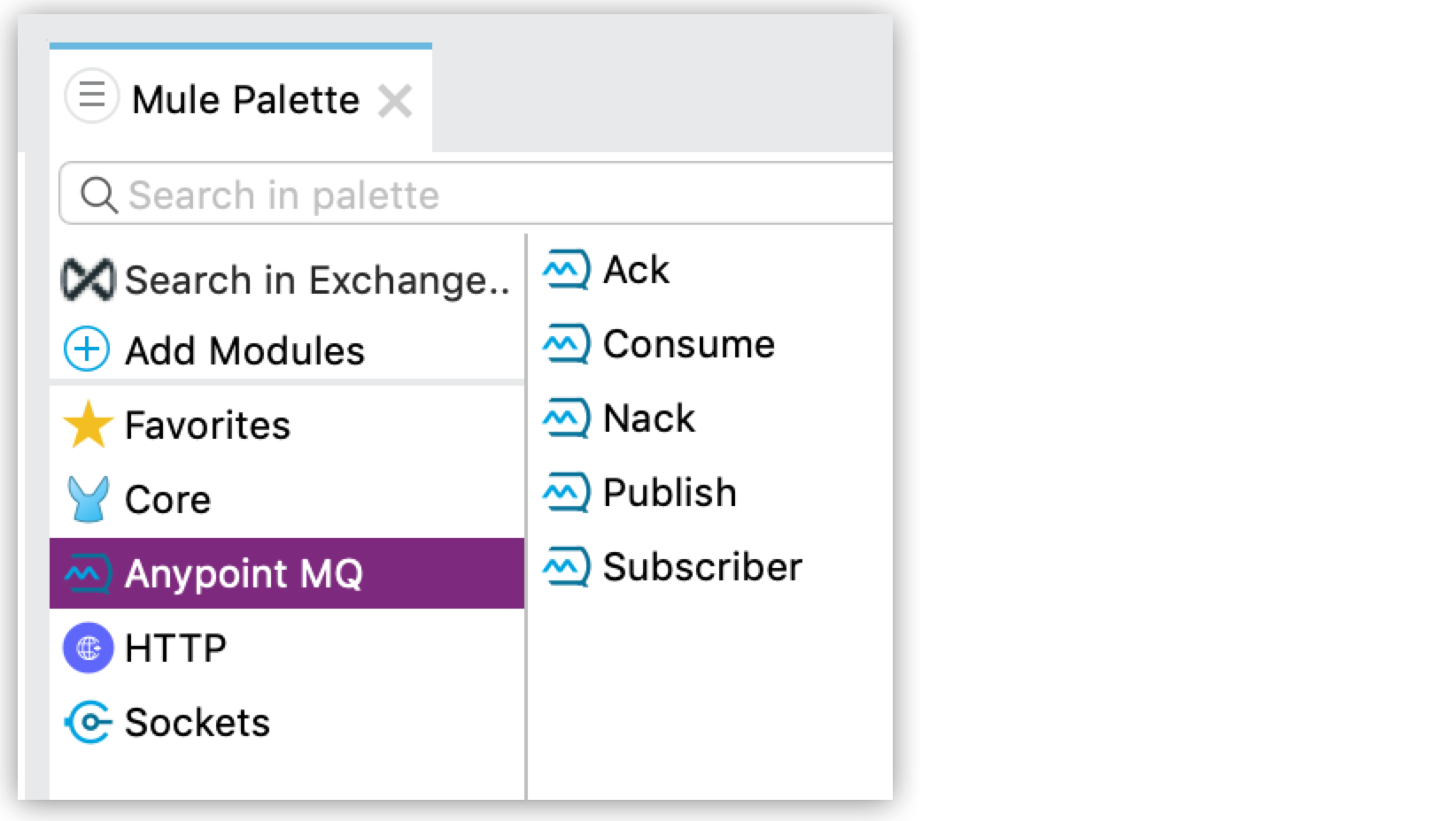 Anypoint MQ Mule Palette
