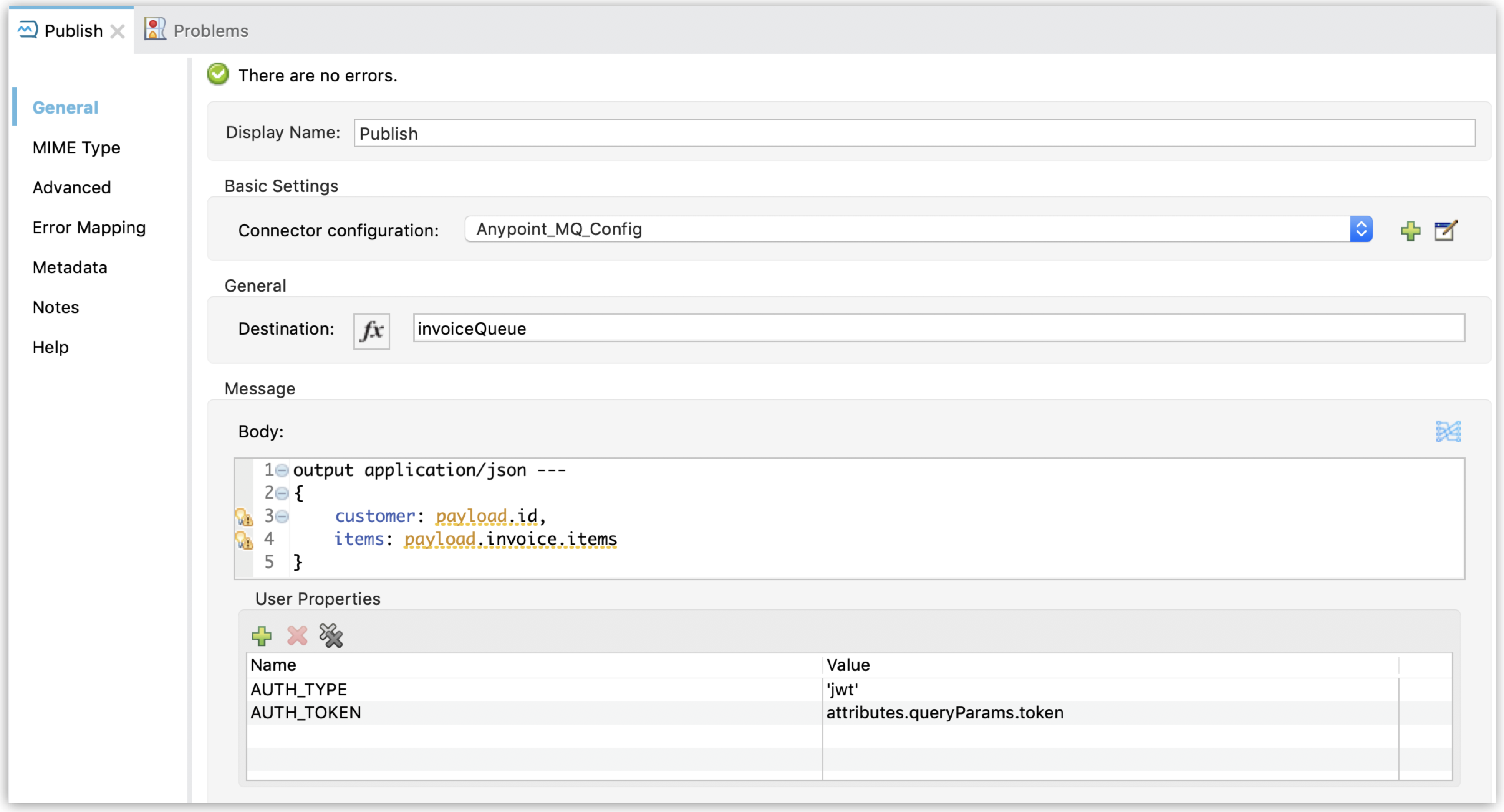 Anypoint MQ Publish With Transformation