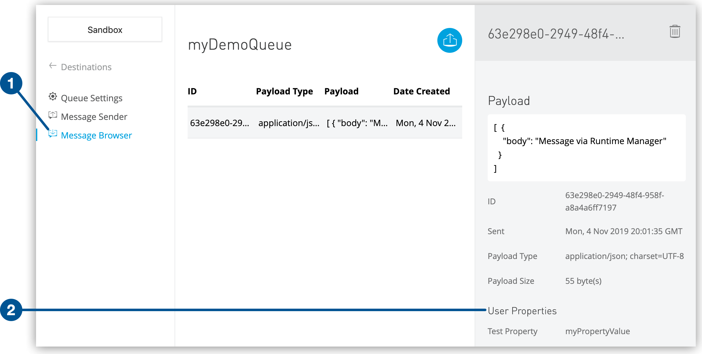 User Properties in Message Browser details pane