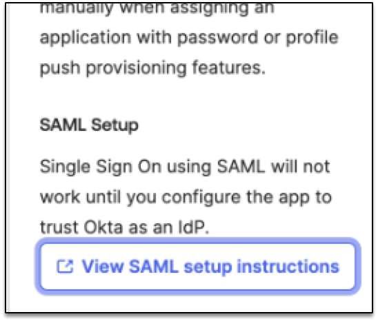 View SAML setup instructions button