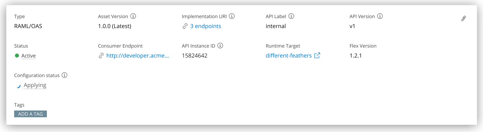 API Summary page