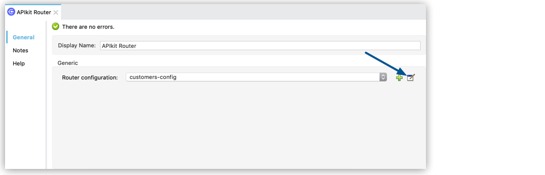 Edit button highlighted in the APIkit router tab