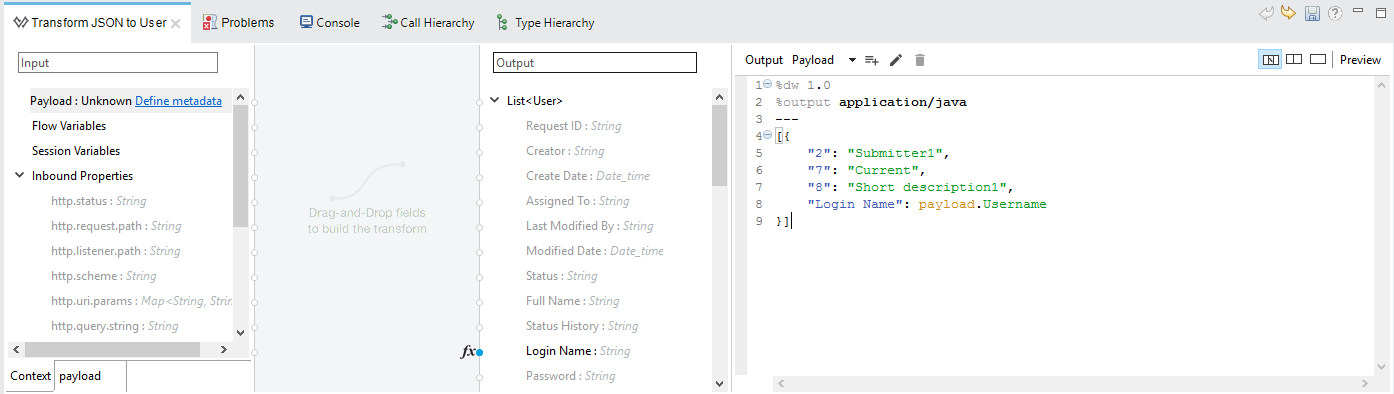 Transform JSON to User component