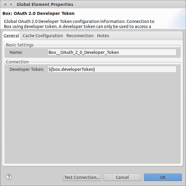 Box OAuth 2.0 Developer Token Config