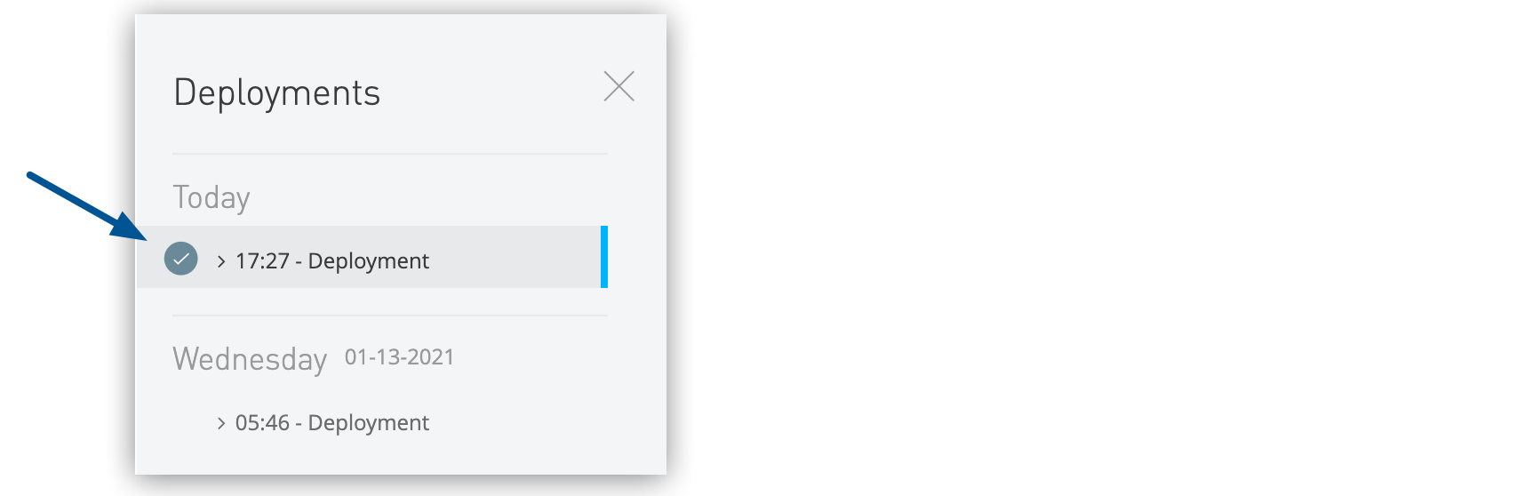 Filter log output by deployment in the Deployments section