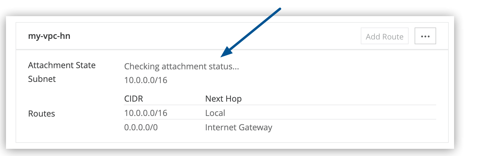 Checking VPC attachment status