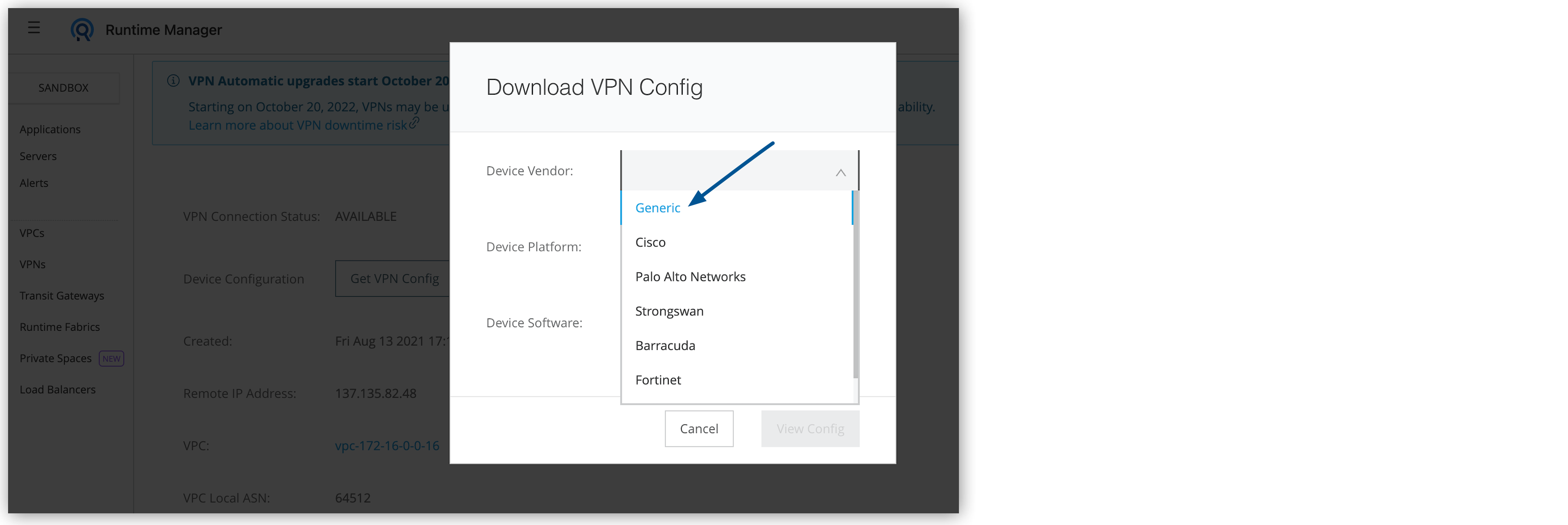 Generic VPN configuration file option