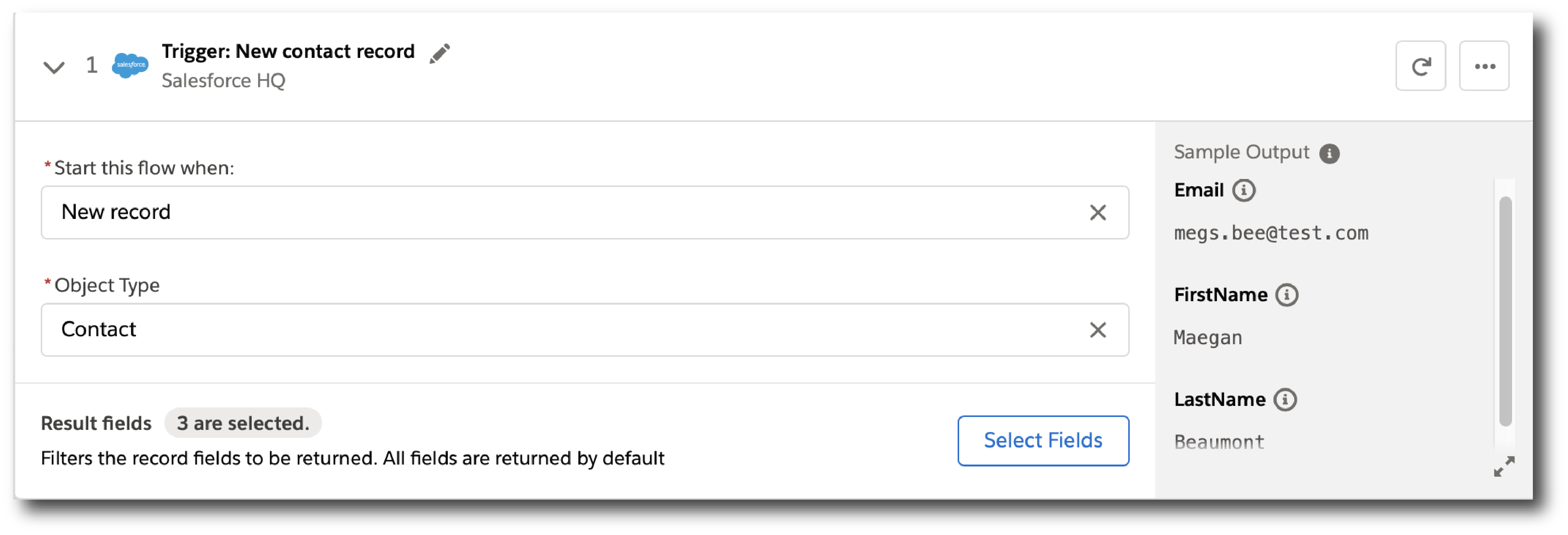 A configuration example of a Salesforce trigger