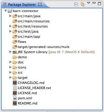 Example folder structure of connector