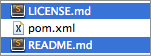 Folder structure of license and readme files for the connector