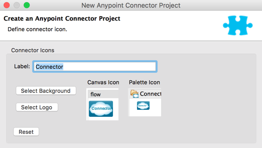 Window for setting a connector icon