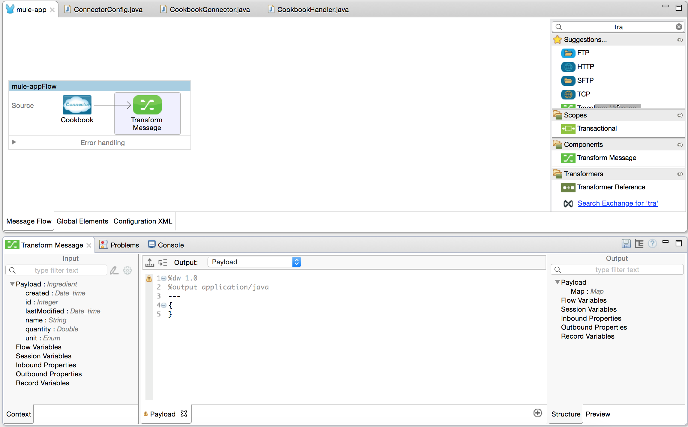 Transform Message Receiving Connector Output