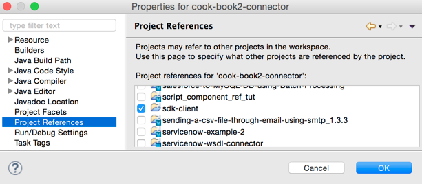 Properties for Cookbook Connector project