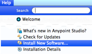 Dropdown menu with the Install New Software option highlighted