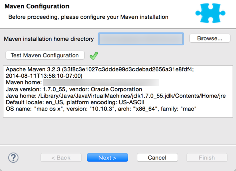 Maven configuration window