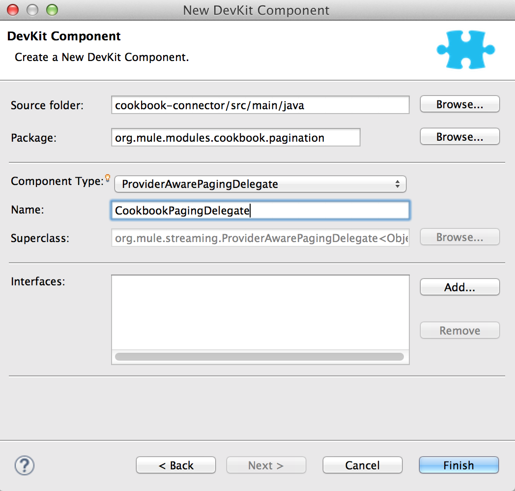 New DevKit component window to add pagination