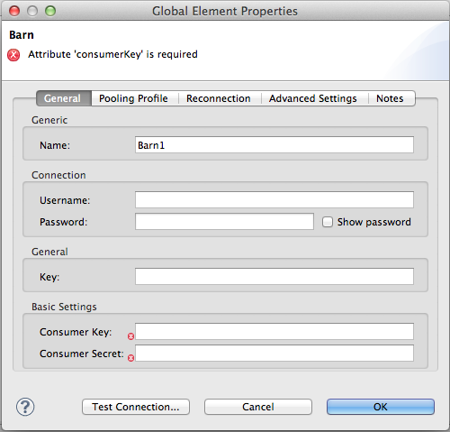 A global elements properties window on the General tab