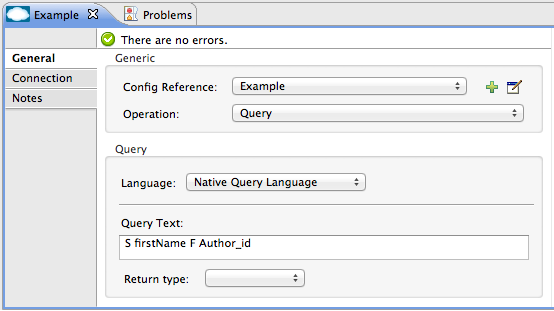 A property editor with the Native Query Language selected