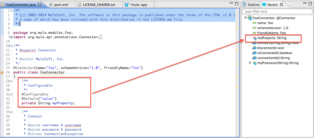 Example of a configurable field