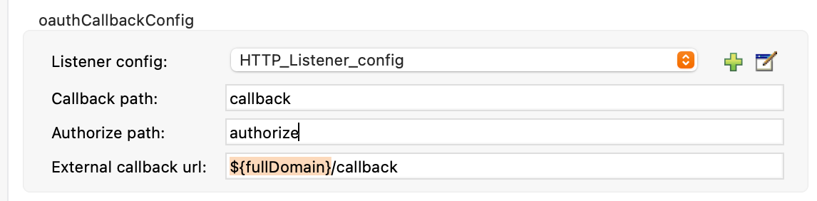 External Callback Url field configuration window