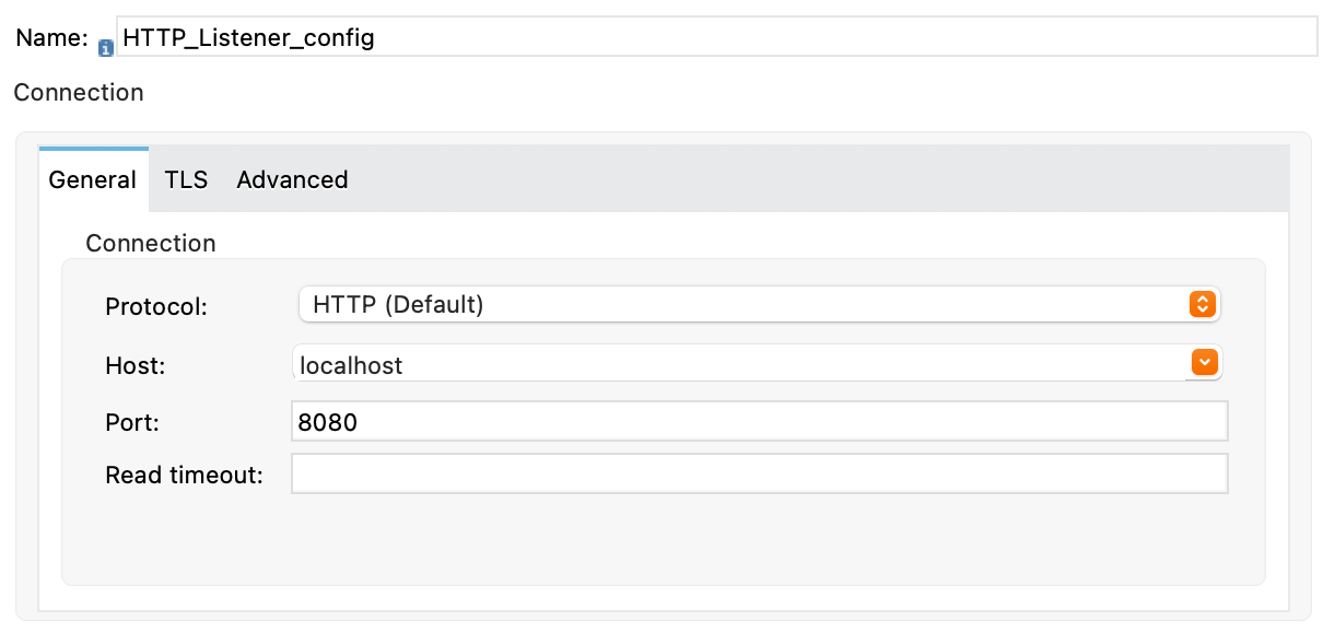 HTTP Listener Configuration window