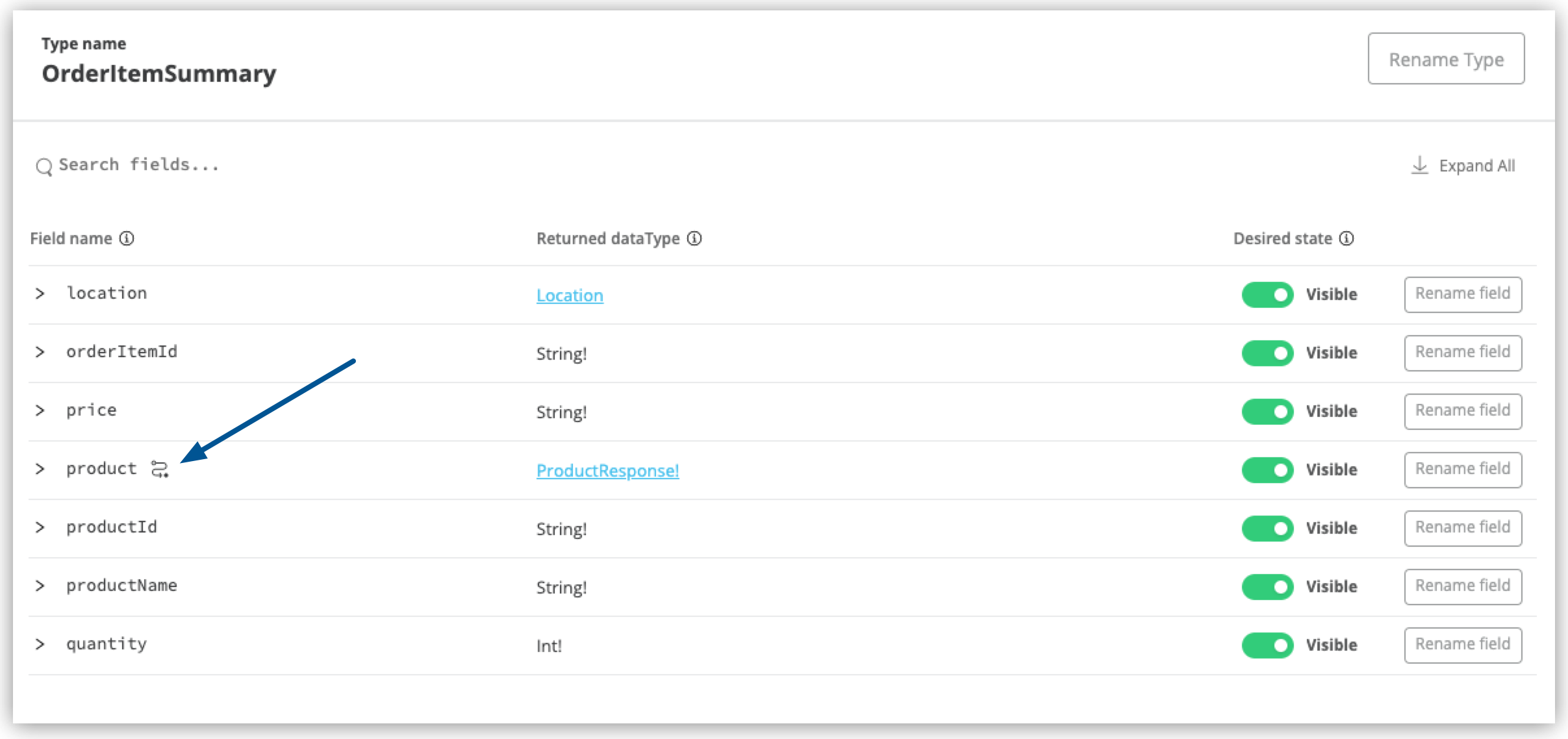 Order item summary product type field shows the linked icon