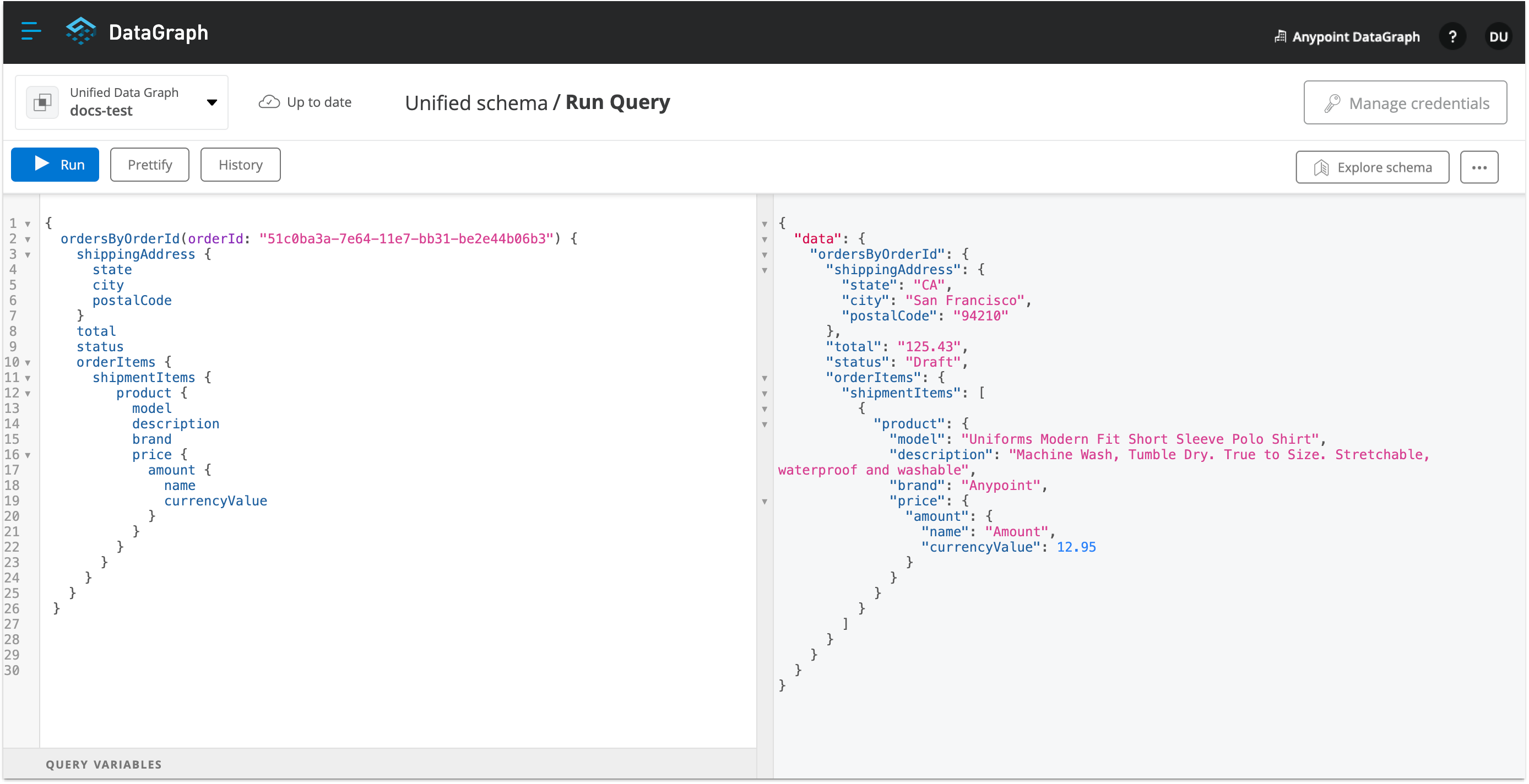 Query editor displays query results