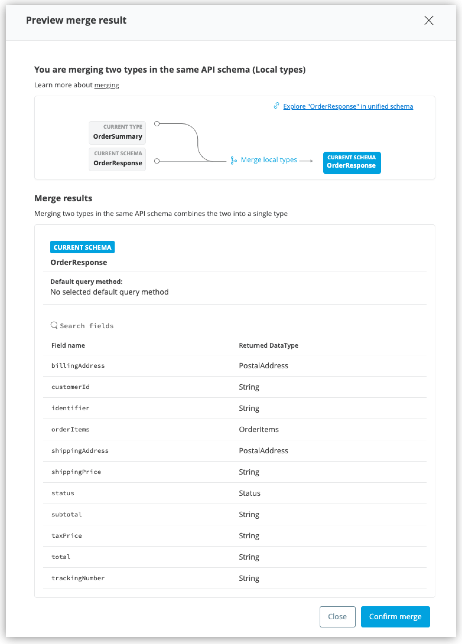 Merge preview results for order summary and order response merge