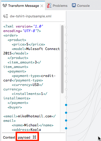 A snippet of an XML input sample