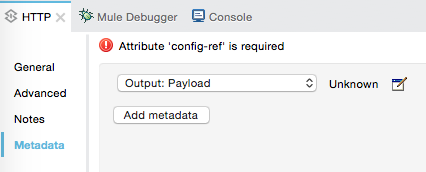 An error message on an HTTP configuration screen indicating a missing attribute