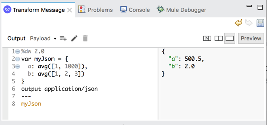 A DataWeave script using a variable in Anypoint Studio