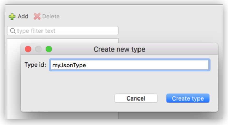 A dialog for creating a new type