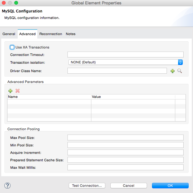 Advanced tab for mysql config