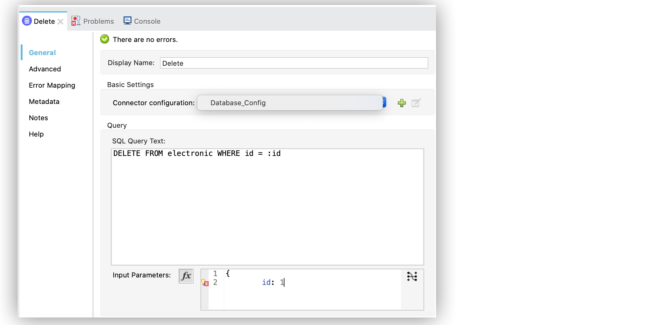 The Update operation configuration in Studio