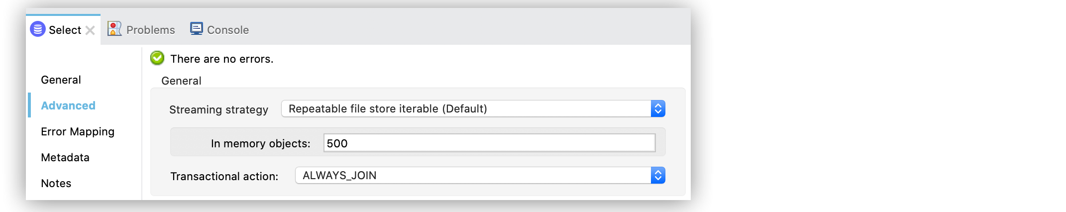 The Transactional action field configuration in Studio