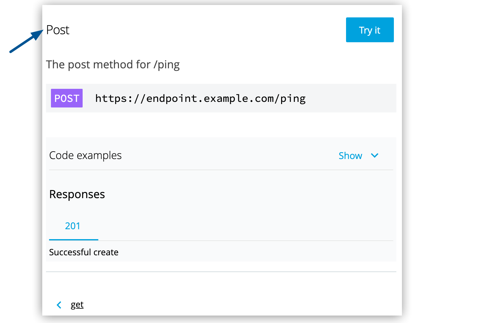 a code snippet that demonstrates the post method for /ping.