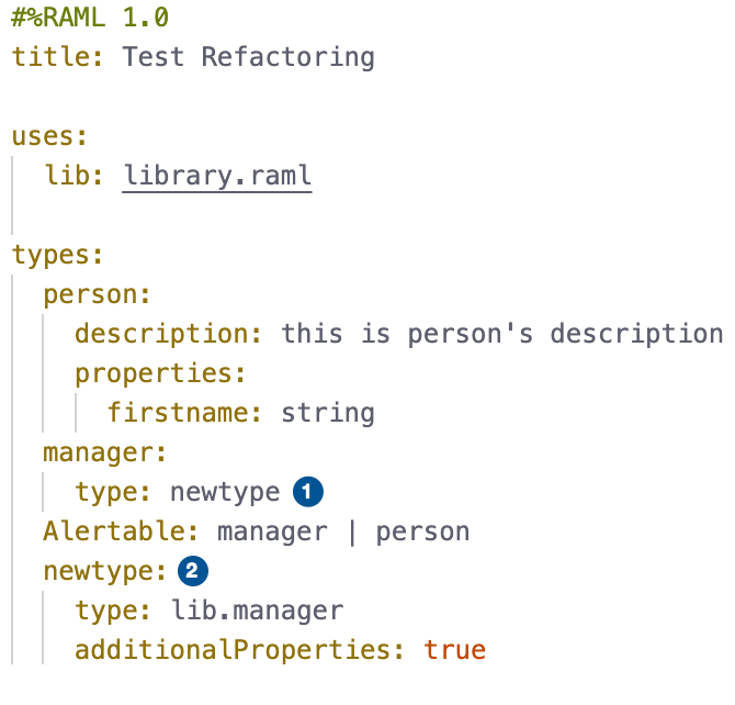 Code showcasing RAML for a test refactoring project.