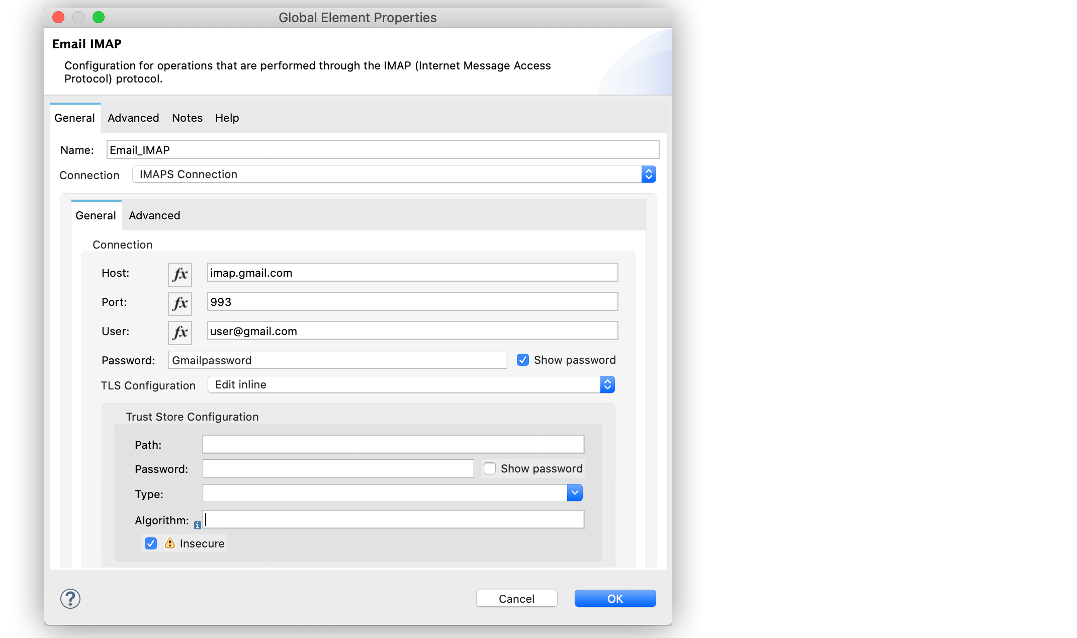 IMAPs Configuration to Gmail